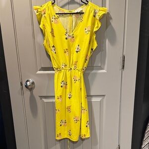 LOFT Bright Yellow Floral Dress